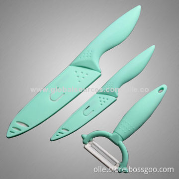 Ceramic Knife Set with Peeler, PP Sheath, Sky Color